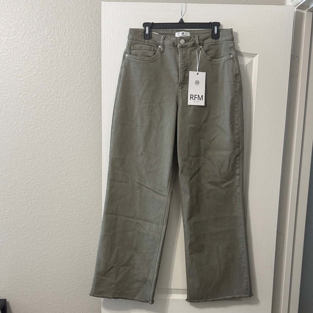 Olive Wide-Leg Women's Jeans RFM NWT US 14